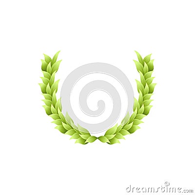 Floral round wreath with green leaves. Laurel crown. Vector Illustration