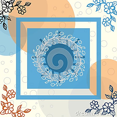 Floral scarf with bubble and line motive Stock Photo