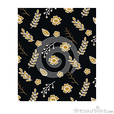 Floral seamles pattern on black background Stock Photo