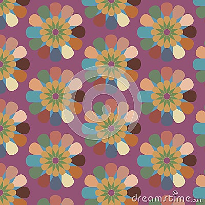 Floral seamless abstract vector pattern, repeating vintage retro background Vector Illustration