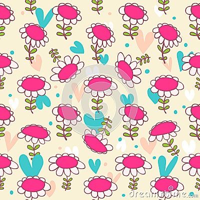 Floral seamless baby pattern. Camomiles delicate texture. Daisy. Bright background with flowers Vector Illustration