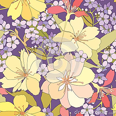 Floral seamless background. gentle flower pattern. Vector Illustration