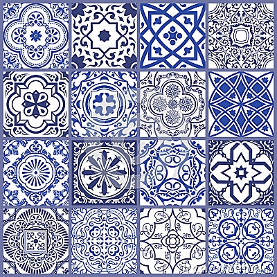 Floral seamless mosaic tile. Vector ceramic vintage pattern. Mediterranean, Ottoman Vector Illustration