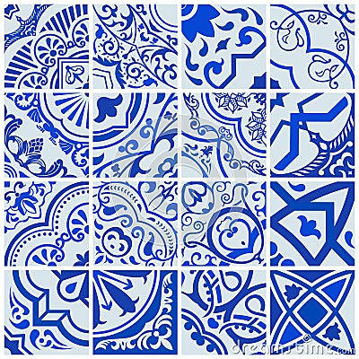 Floral seamless mosaic tile. Vector ceramic vintage pattern. Mediterranean, Ottoman Vector Illustration