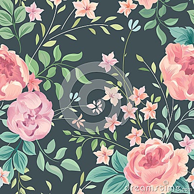 Floral seamless pattern. Abstract ornamental flowers. Flourish d Stock Photo