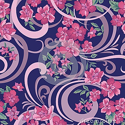 Floral seamless pattern. Abstract ornamental flowers. Stock Photo