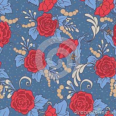 Floral seamless pattern, background with vintage style flowers Vector Illustration