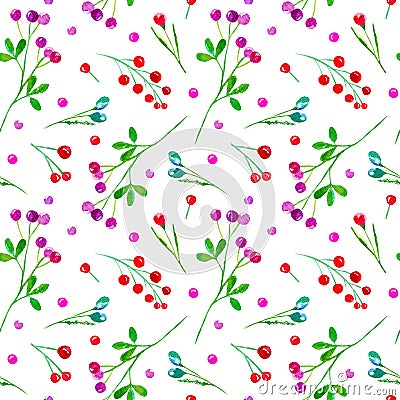 Floral seamless pattern of a berry. Cartoon Illustration