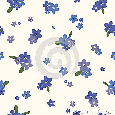 The floral seamless pattern with blue forget-me-nots. Vector. Vector Illustration