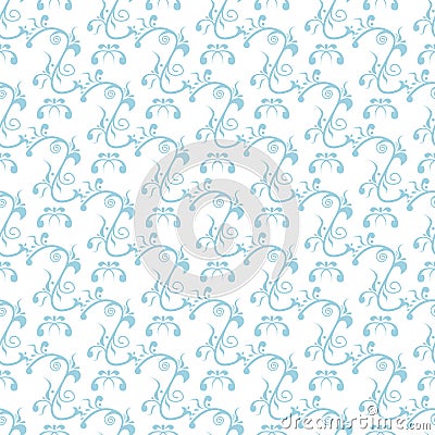 Floral seamless pattern. Blue and white abstract background Vector Illustration