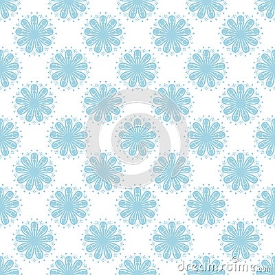 Floral seamless pattern. Blue and white abstract background Vector Illustration