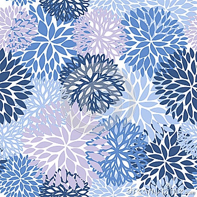 Floral seamless pattern. Blue, yellow and navy Chrysanthemum flowers background for web, print, textile, wallpaper design Stock Photo