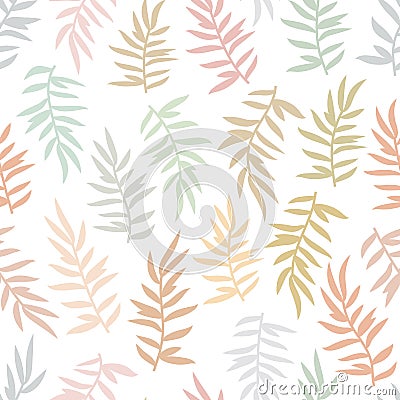 Pastel foliage seamless pattern. Floral background with branches and leaves Vector Illustration