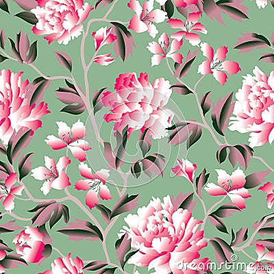 Floral seamless pattern. Flower background. Flourish garden texture Stock Photo