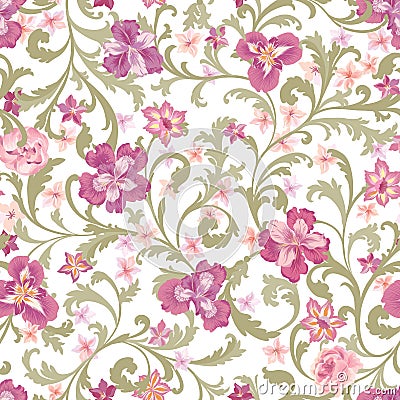 Floral seamless pattern. Flower background. Flourish ornament Stock Photo