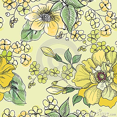 Floral seamless pattern. Flower background. Stock Photo