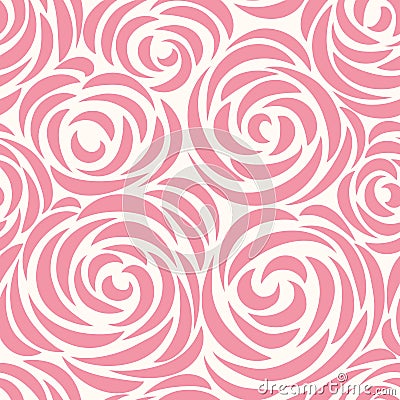 Floral seamless pattern with flower rose. Abstract swirl line background Stock Photo
