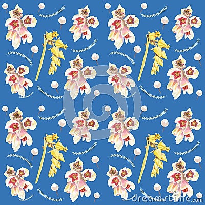 Floral seamless pattern French blue background Stock Photo