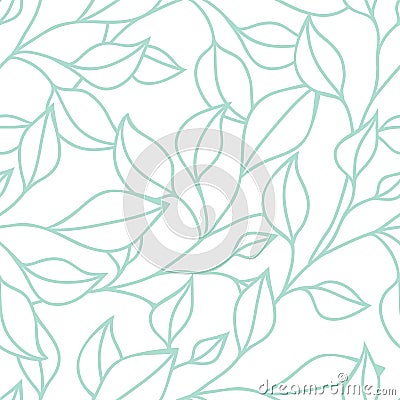 Floral seamless pattern with green leaf. Vector background Vector Illustration