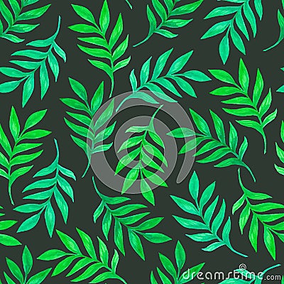 Floral seamless pattern with green leaves Vector Illustration