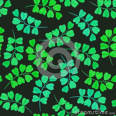 Floral seamless pattern with green leaves Vector Illustration