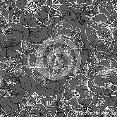 Floral seamless pattern. Hand drawing. Vector pattern Vector Illustration