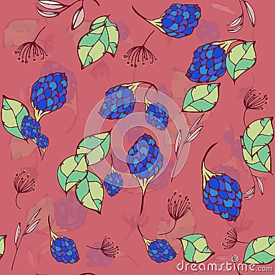 Floral seamless pattern. Hand drawn abstract doodle flowers with decoration. Colorful artistic design. It can be used for wallpape Vector Illustration