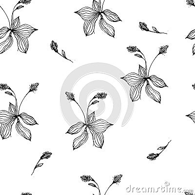 floral seamless pattern with hand drawn flower Vector Illustration