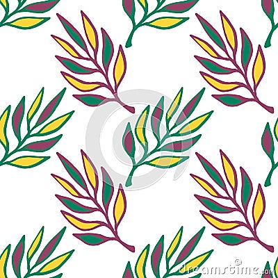 Floral seamless pattern.Hand drawn texture with leaf. Green leaves vector background seamless. Vector Illustration