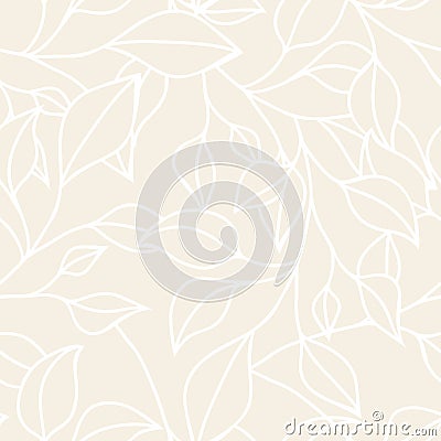 Floral seamless pattern with leaf. Vector neutral pastel backgr Vector Illustration