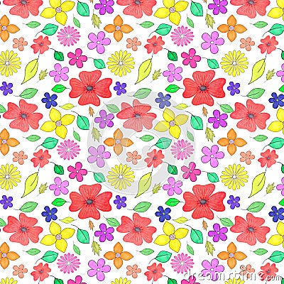 Floral Seamless Pattern with poppies Stock Photo