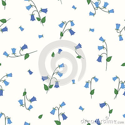 The floral seamless pattern with small blue bells. Vector. Vector Illustration