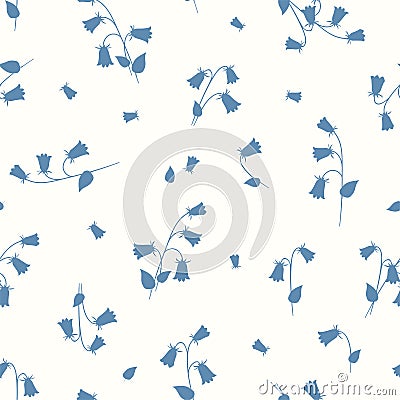 The floral seamless pattern with small blue bells. Vector. Vector Illustration