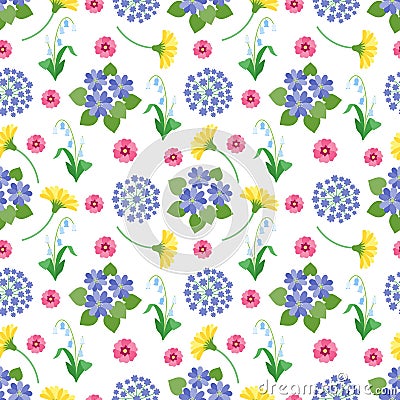 Floral seamless pattern. Spring and summer garden flowers botanical romantic print vintage texture Vector Illustration