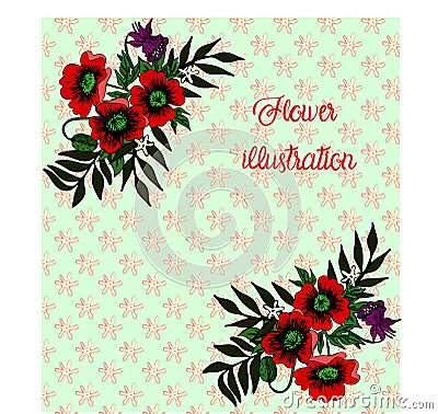 Floral seamless texture and composition of poppies vector image Stock Photo