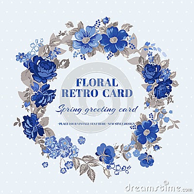 Floral Shabby Chic Card Vector Illustration