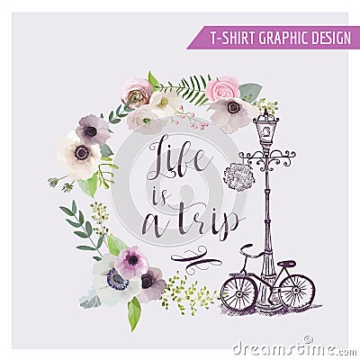Floral Shabby Chic Graphic Design Vector Illustration