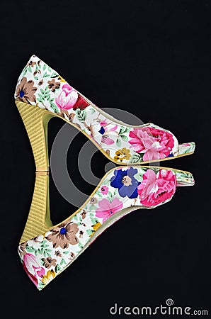 Floral shoes Stock Photo
