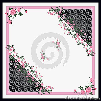 Floral silk scarf pattern. Hijab abstract motif Vector Illustration