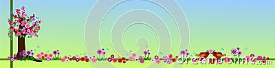 Floral spring banner Stock Photo