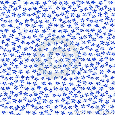 Floral spring seamless pattern. Tiny blue flowers on a white background. Vintage wallpaper, print for textiles. Vector Illustration