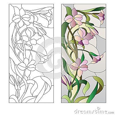 Floral stained-glass pattern Vector Illustration