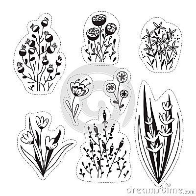 Floral stickers or temporary tattoos Vector Illustration