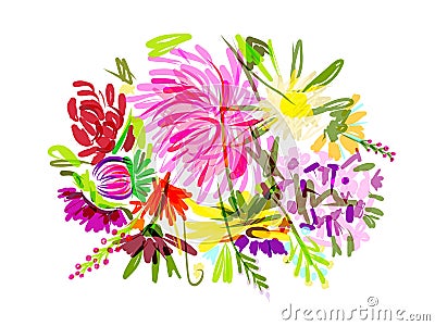 Floral summer bouquet for your design Vector Illustration