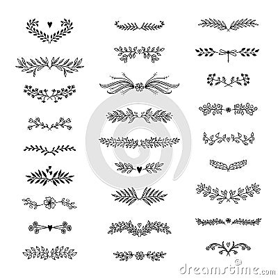 Floral text dividers Vector Illustration