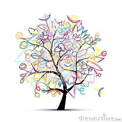 Floral tree colorful for your design Vector Illustration