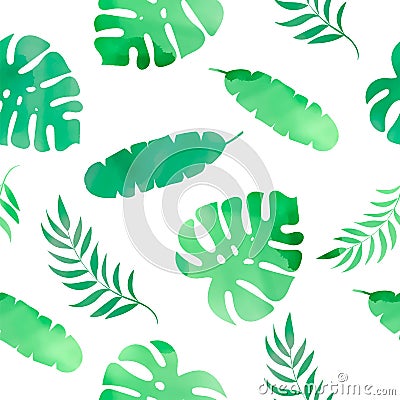 Floral Tropical seamless pattern TROPICAL HERBS Color Vector Illustration Stock Photo