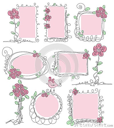 Floral vector doodle frames Vector Illustration