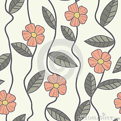 Floral vector pattern. Seamless doodle flowers. Vector Illustration