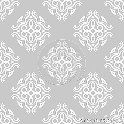 Floral vintage ornaments. Gray seamless patterns for fabric and wallpaper Vector Illustration